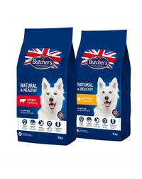 BUTCHER'S Natural&Healthy mix arome mancare caine 2 x 15 kg pui si vita