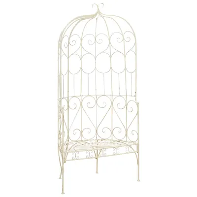 vidaXL Bancă de grădină, alb vintage, 95 cm, fier