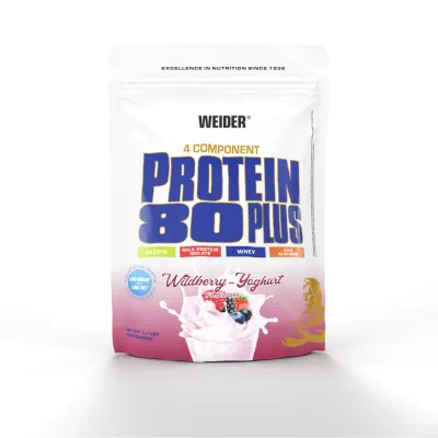 Pudră proteică WEIDER Protein 80+, 500g, aromă wilberry-yoghurt