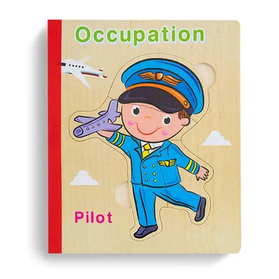 Puzzle din Lemn Tip Carte Ocupatii Montessori