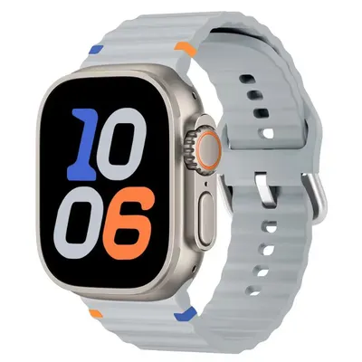 Curea Ocean Wave Ajustabila pentru Apple Watch, Silicon, Sport, Gri - 44/45/46/49 mm Engros
