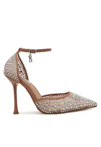 Pantofi dama - stiletto - maro - sintetic/textil