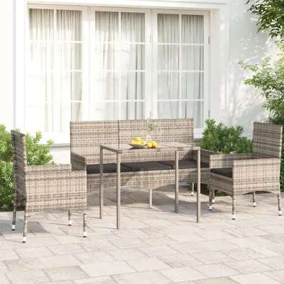 Gossi set mobilier de gradina cu perne, 4 piese, gri, poliratan