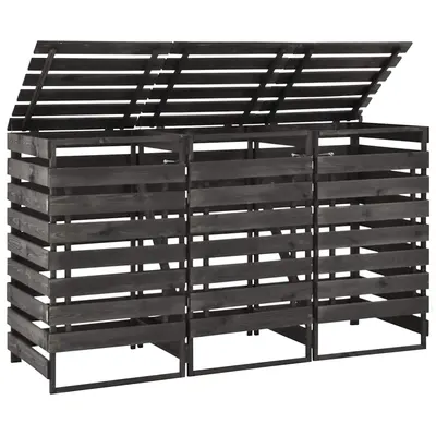 vidaXL Magazie de pubele triplă, 210x75x121 cm, lemn masiv pin vopsit