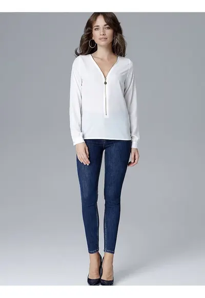 Bluza dama - cu fermoar - bej - LYCRA - poliester