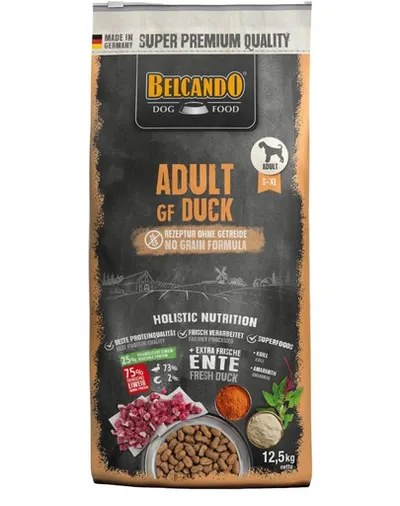 BELCANDO Adult Grain Free Duck 12,5 kg hrană uscată pentru câini adulți, fără cereale, cu rață