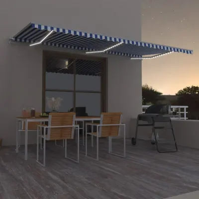 Gossi copertina retractabila manual led, albastru si alb, 600x350 cm