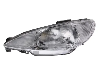 Far Stanga (H4, electric, fara motoras, culoare insertie: cromat, culoare semnalizator: alb) potrivit PEUGEOT 206
