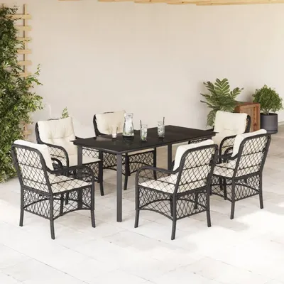 Gossi set mobilier de gradina cu perne, 7 piese, negru, poliratan