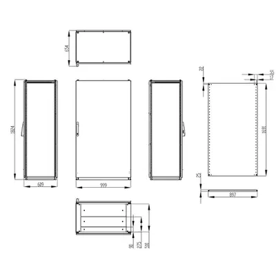 Dulap inseriabil cu 1 usa IP55 I=1800 L=1000 A=600 mm