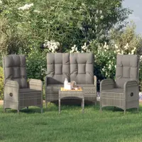 Gossi set mobilier de gradina cu perne, 4 piese, gri, poliratan