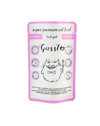 GUSSTO Fresh Goat hrană umedă monoproteică pentru pisici, cu carne proaspătă de capră 85 g