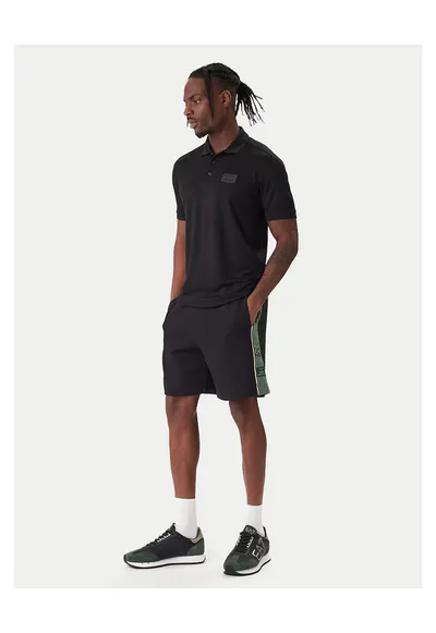 Pantaloni scurti sport Barbati - dungi - negru - 63% bumbac - 37% poliester