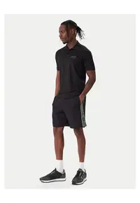 Pantaloni scurti sport Barbati - dungi - negru - 63% bumbac - 37% poliester -