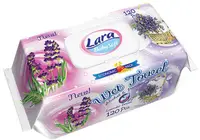Șervețele umede cu capac Lara Baby Soft - Family, Lavandă, 120 buc
