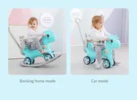 Balansoar 3 in 1 Nichiduta Garden Happy Unicorn Bordeaux Red, transformabil in vehicul fara pedale cu maner parental,roti EVA,centuri de siguranta,jucarie muzicala,spatar si bara de siguranta detasabile
