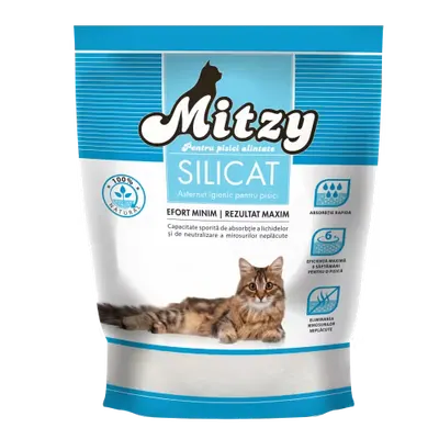 Asternut igienic pentru pisici, Mitzy Silicat, Natural, 3.8 L