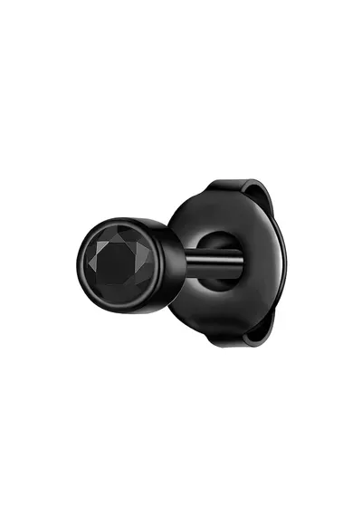 Cercel cu tija si cristal zirconia - 1 piesa - Negru