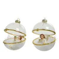 Glob decorativ - Bauble Glass Angels, Gold Rim - mai multe modele