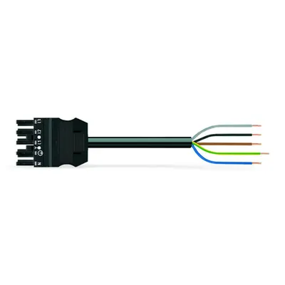 pre-assembled connecting cable; Eca; Socket/open-ended; 5-pole; Cod. A; H05VV-F 5G 1.5 mm²; 5 m; 1,50 mm²; black