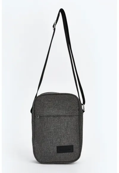 Geanta crossbody cu bareta ajustabila si fermoar - Gri