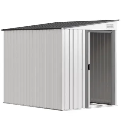 Outsunny magazie grădină căsuță de unelte pentru grădină 154x206.5x160/181 cm alb | Aosom Romania