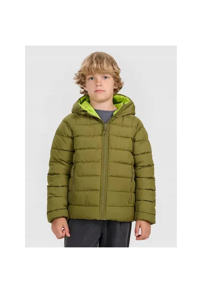 Jacheta reversibila baieti - verde masliniu - poliester