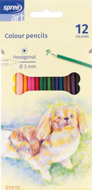 Set de creioane colorate Spree Art - 12 buc, hexagonal