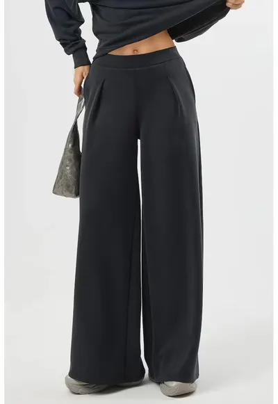 Pantaloni dama Palazzo - Gri carbune