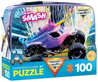 Puzzle pentru copii Eurographics din 100 piese - Pachet de prânz "Monster Jam: Sparkle Smash"