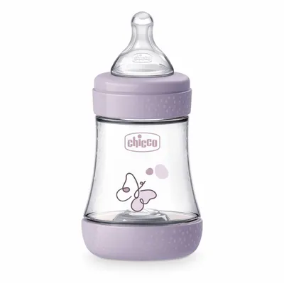 Biberon Chicco Perfect5 150ml, biofunctional, anti-colici, tetina silicon, flux lent, fata, 0luni