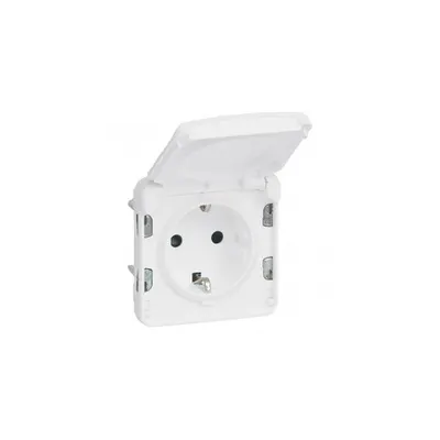 priza Plexo IP55 antibacterial - German standard - 2P+E-modular-Artic alb