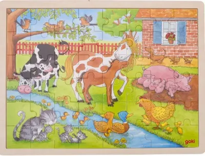 Puzzle din lemn Goki - Viata in ferma