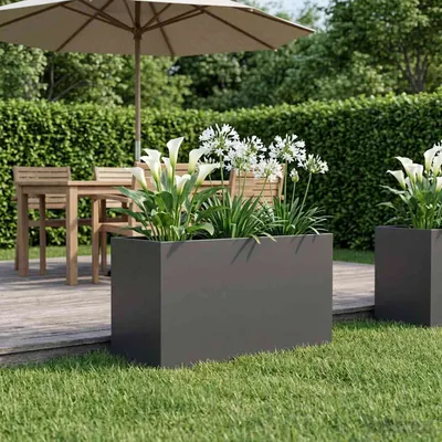 vidaXL Vază pentru Grădină Negru 80 x 50 x 50 cm Oțel laminat la rece