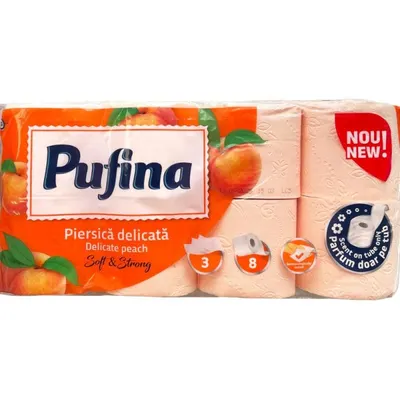 Hartie Igienica Lux, 3 Straturi, Piersica, Pufina, 8 Role
