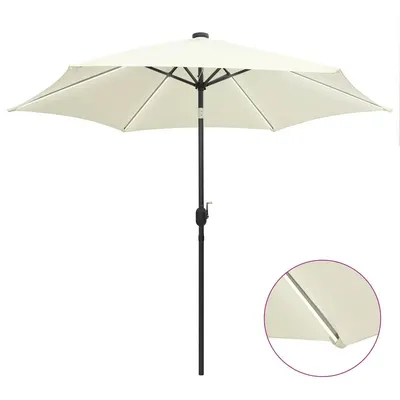 vidaXL Umbrelă de soare cu LED-uri, stâlp aluminiu, alb nisipiu, 300cm