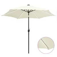 vidaXL Umbrelă de soare cu LED-uri, stâlp aluminiu, alb nisipiu, 300cm