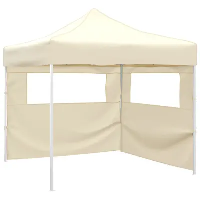 vidaXL Cort pliabil cu 2 pereți, crem, 291x291x315 cm