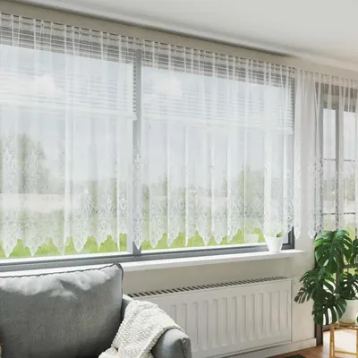 vidaXL Cortină din Dantelă Alb 140x900cm Poliester