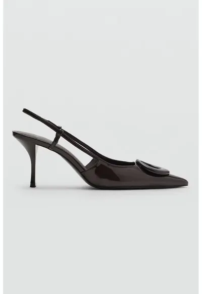 Pantofi slingback din piele ecologica - Maro inchis