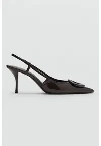 Pantofi slingback din piele ecologica - Maro inchis