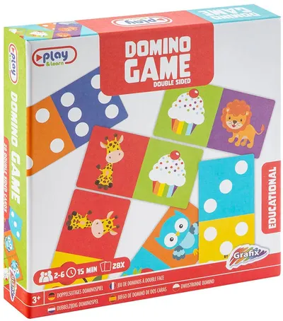 Domino pentru copii Grafix - dublu-verso, 28 de cărți