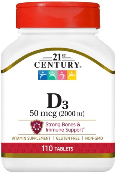 Vitamin D3, 50 mcg, 110 tablete, 21st Century