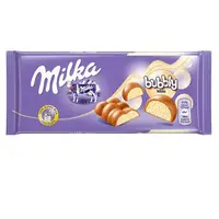Ciocolata cu lapte alpin cu interior din ciocolata alba aerata Milka Bubbly 95g Engros