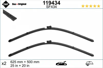 Lamela stergator fata (2 buc) Visioflex 625 500mm potrivit AUDI A6 ALLROAD C8, A6 C8, A7, A8 D5, E-TRON, Q7, Q8 01.15