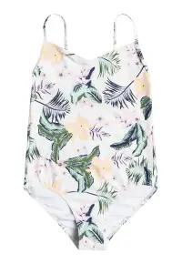 Costum de baie intreg cu imprimeu floral Lovely Sen - Alb/Roz piersica/Verde feriga