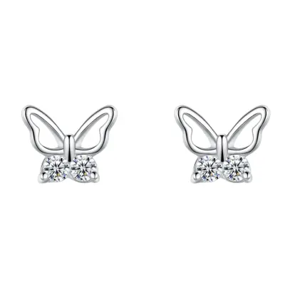 Cercei argint 925, JW1835, model fluture, placati cu rodiu