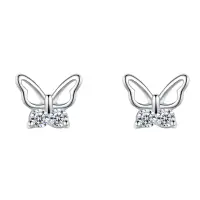 Cercei argint 925, JW1835, model fluture, placati cu rodiu
