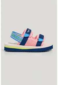 Sandale cu velcro si bareta elastica - Roz pastel/Albastru royal/Bleumarin/Verde fistic