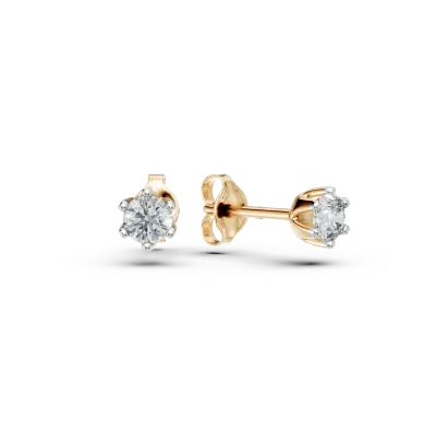 Cercei din aur galben cu diamante solitaire de 0.4ct